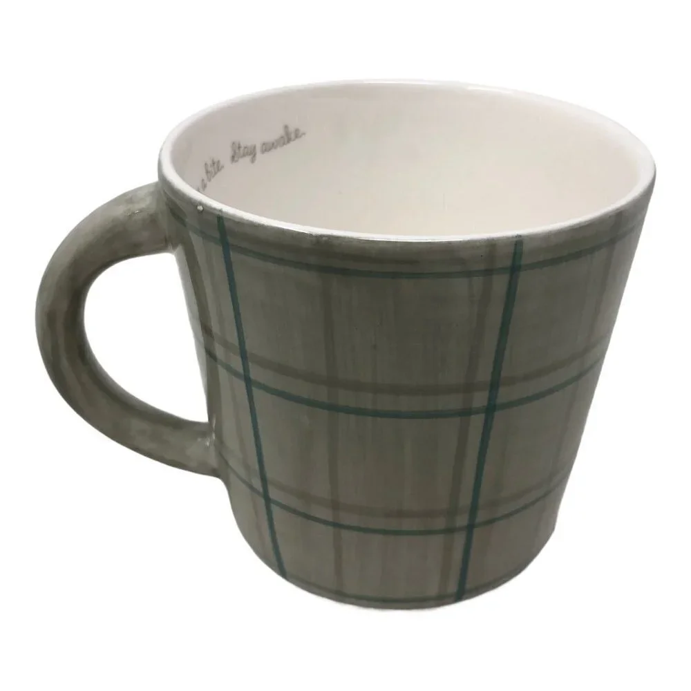 Hallmark by Marjolein Bastin Coffee Tea Mug Cup  Green Plaid‎ Relax Break